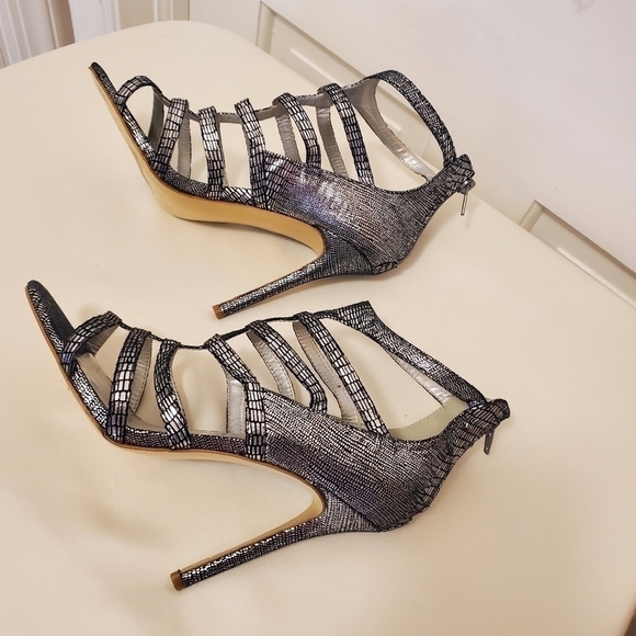 Kate Preston Caged Silver Metallic Stilleto  size 9.5M - Picture 5 of 10